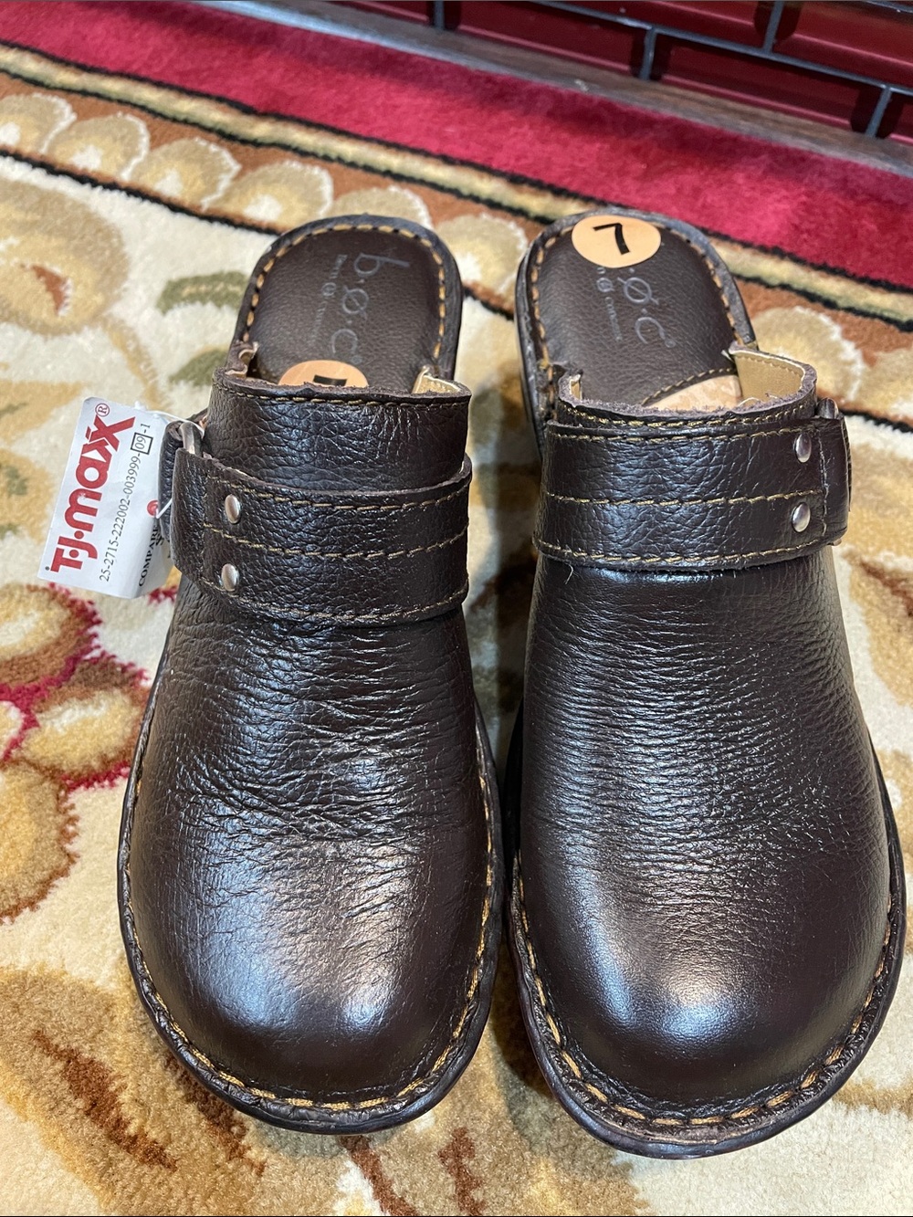 b.o.c. Brown Leather Clog Mules